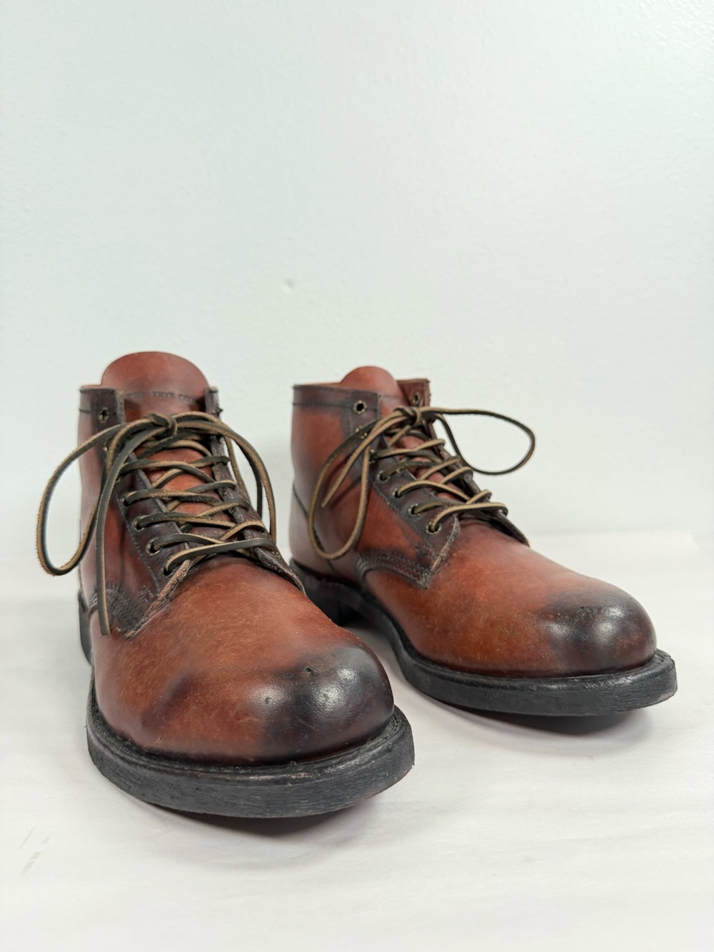 Frye Prison Boots Men’s Service Boots Size 8 Brown Burnished Leather Made In USA